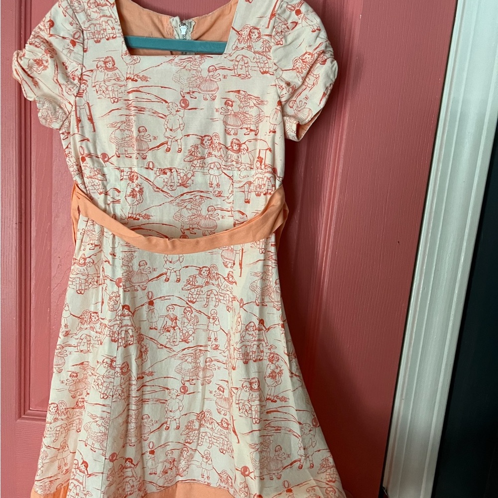 Girls toile handmade dress